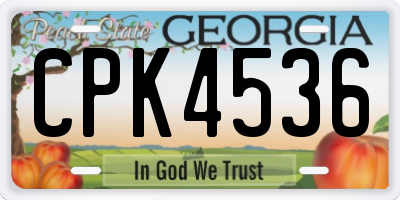GA license plate CPK4536