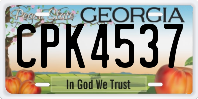 GA license plate CPK4537