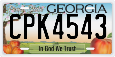 GA license plate CPK4543