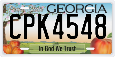 GA license plate CPK4548