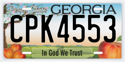 GA license plate CPK4553