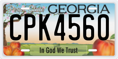 GA license plate CPK4560