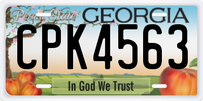 GA license plate CPK4563
