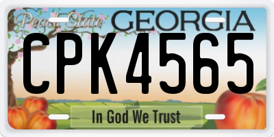 GA license plate CPK4565