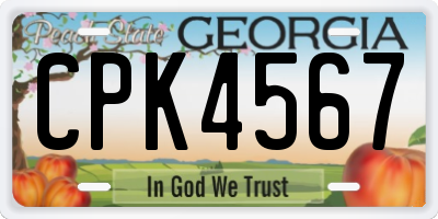GA license plate CPK4567