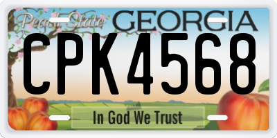 GA license plate CPK4568