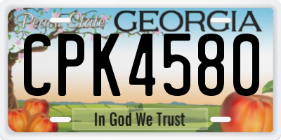 GA license plate CPK4580