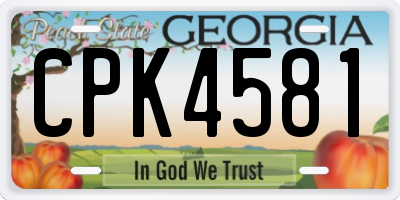 GA license plate CPK4581