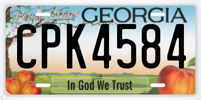 GA license plate CPK4584