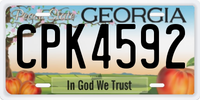 GA license plate CPK4592
