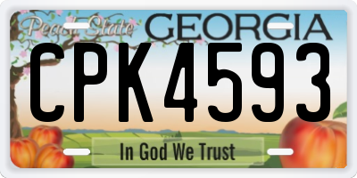 GA license plate CPK4593