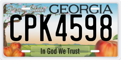 GA license plate CPK4598