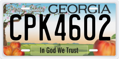 GA license plate CPK4602