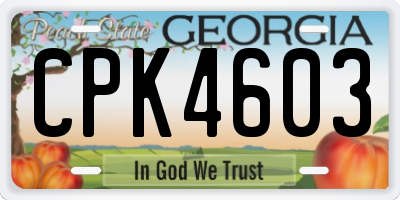 GA license plate CPK4603