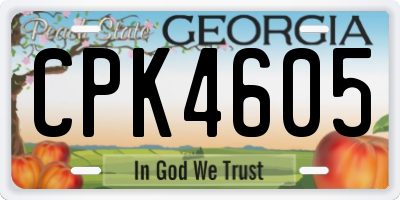 GA license plate CPK4605