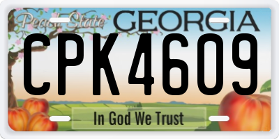 GA license plate CPK4609
