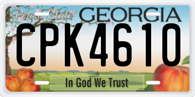 GA license plate CPK4610