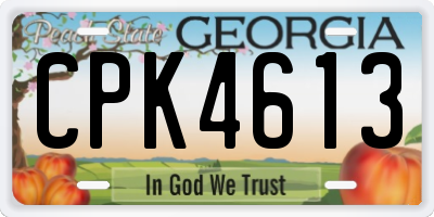 GA license plate CPK4613