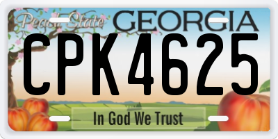 GA license plate CPK4625