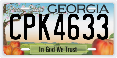 GA license plate CPK4633