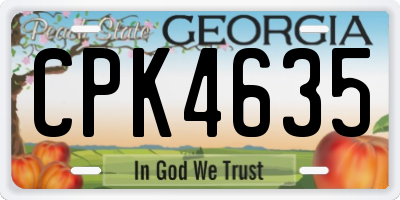 GA license plate CPK4635