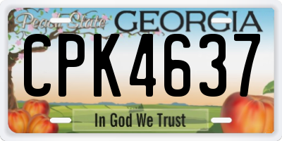 GA license plate CPK4637