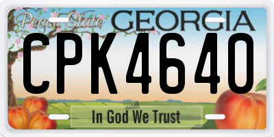 GA license plate CPK4640
