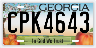 GA license plate CPK4643