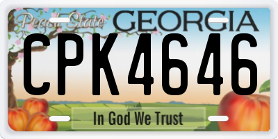 GA license plate CPK4646