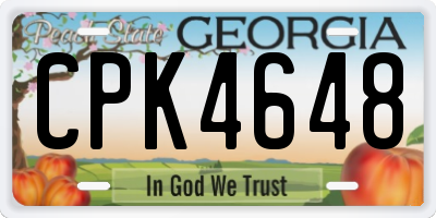 GA license plate CPK4648