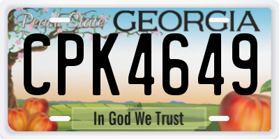 GA license plate CPK4649