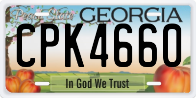 GA license plate CPK4660
