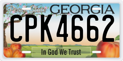 GA license plate CPK4662