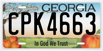 GA license plate CPK4663