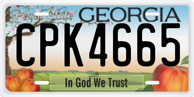 GA license plate CPK4665