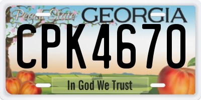 GA license plate CPK4670