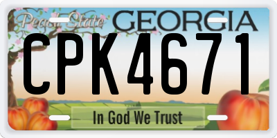 GA license plate CPK4671