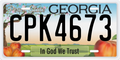 GA license plate CPK4673