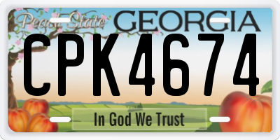 GA license plate CPK4674
