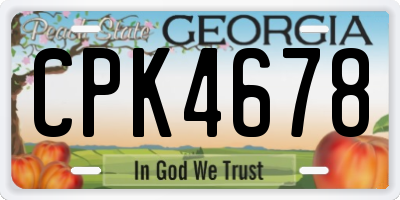 GA license plate CPK4678