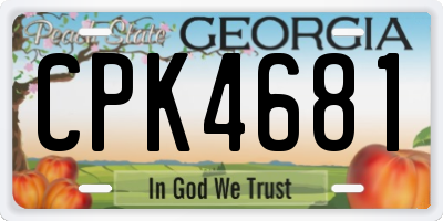 GA license plate CPK4681