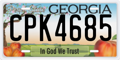 GA license plate CPK4685