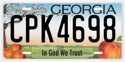 GA license plate CPK4698