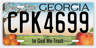 GA license plate CPK4699