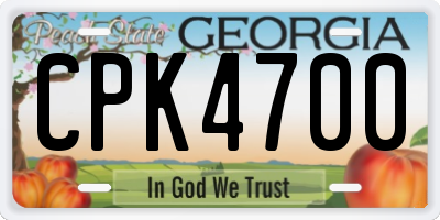GA license plate CPK4700