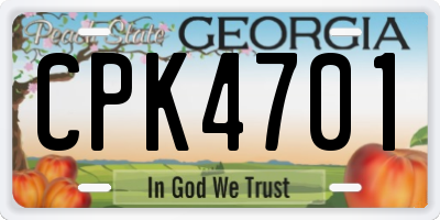 GA license plate CPK4701