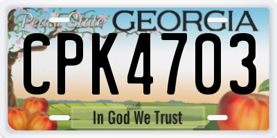 GA license plate CPK4703