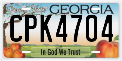 GA license plate CPK4704