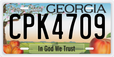 GA license plate CPK4709