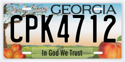 GA license plate CPK4712